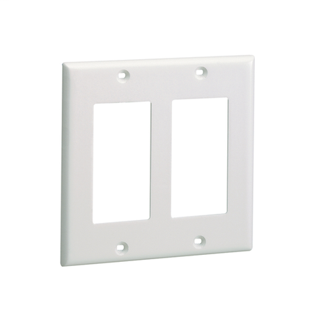 Screw-on Double Gang Rectangular Faceplate, White