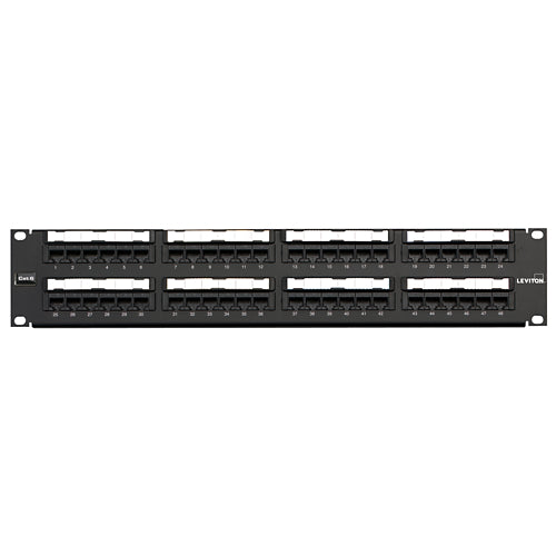 Cat 6 Universal Patch Panel, 48-Port, 2RU. Includes Cable Management Bar