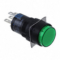 Industrial Pushbutton Switch, A6 Series, 16 mm, SPDT, Momentary, Round, Green