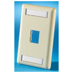 TracJack Plastic Faceplate, 1-Port, Single Gang, Electrical Ivory