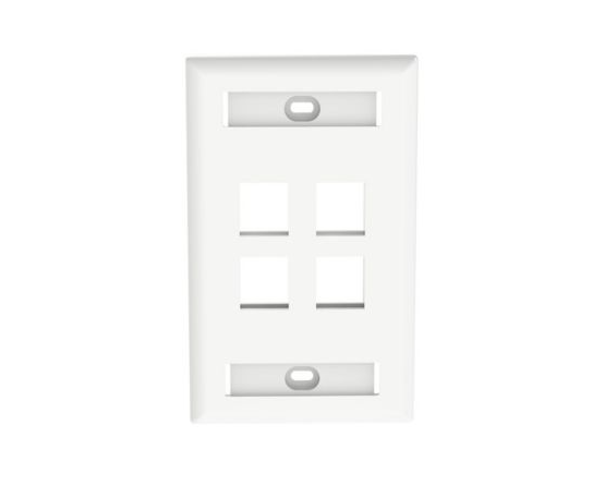 NetKey 1-Gang, Flush Mount Vertical Faceplate, 4-Port, Includes Label and label Covers. White