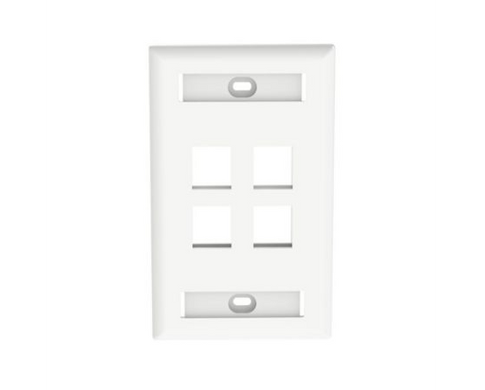 NetKey 1-Gang, Flush Mount Vertical Faceplate, 4-Port, Includes Label and label Covers. White