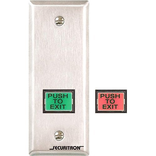 Emergency Exit Button, Mullion , 12/24 Volt DC, With 30 Second Timer and Green/Red/Handicap Lens