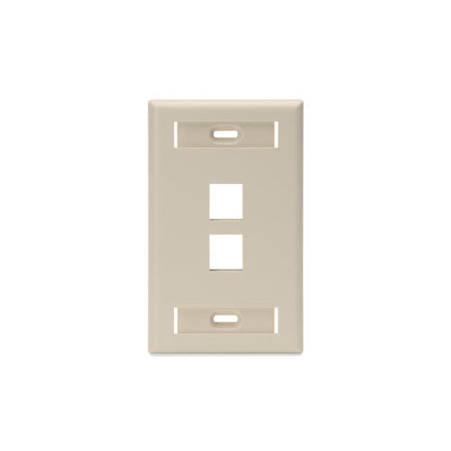 QuickPort Wallplates With ID Windows, Single-Gang, 2-Port, Ivory