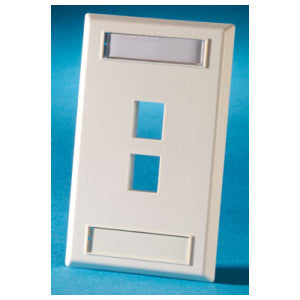 Plastic Faceplate, 1-Gang, Two Keystone Jack or Module, Electrical Ivory