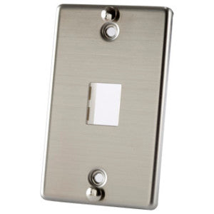 TracJack Wall Phone Plate, Stainless Steel, Single Gang, One Port