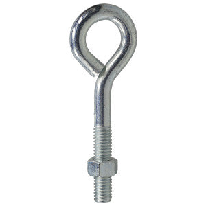 Zinc Plated Steel Eye Bolt With Hex Nut, 1/4 x 2 in. Length