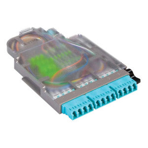 HDX Fiber Splice Module 12-F OM4 LC Shuttered Aqua