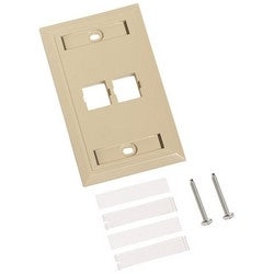 Two Port L-Type Flush Mount Faceplate, Ivory