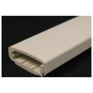 Small Non-Metallic 2-Piece Surface Raceway With Snap-On Cover and Adhesive Backing, 5 ft, Ivory