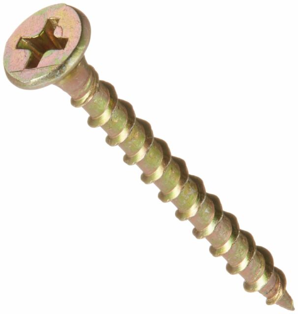 Drywall Screw, Phillips Drive, Bugle Head, 6" Diameter x 1-1/4" Length, Yellow Zinc Plated Steel