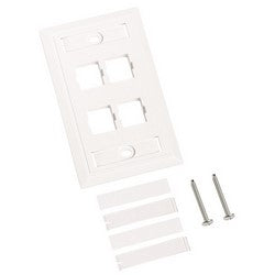 Four Port L-Type Flush Mount Faceplate, White