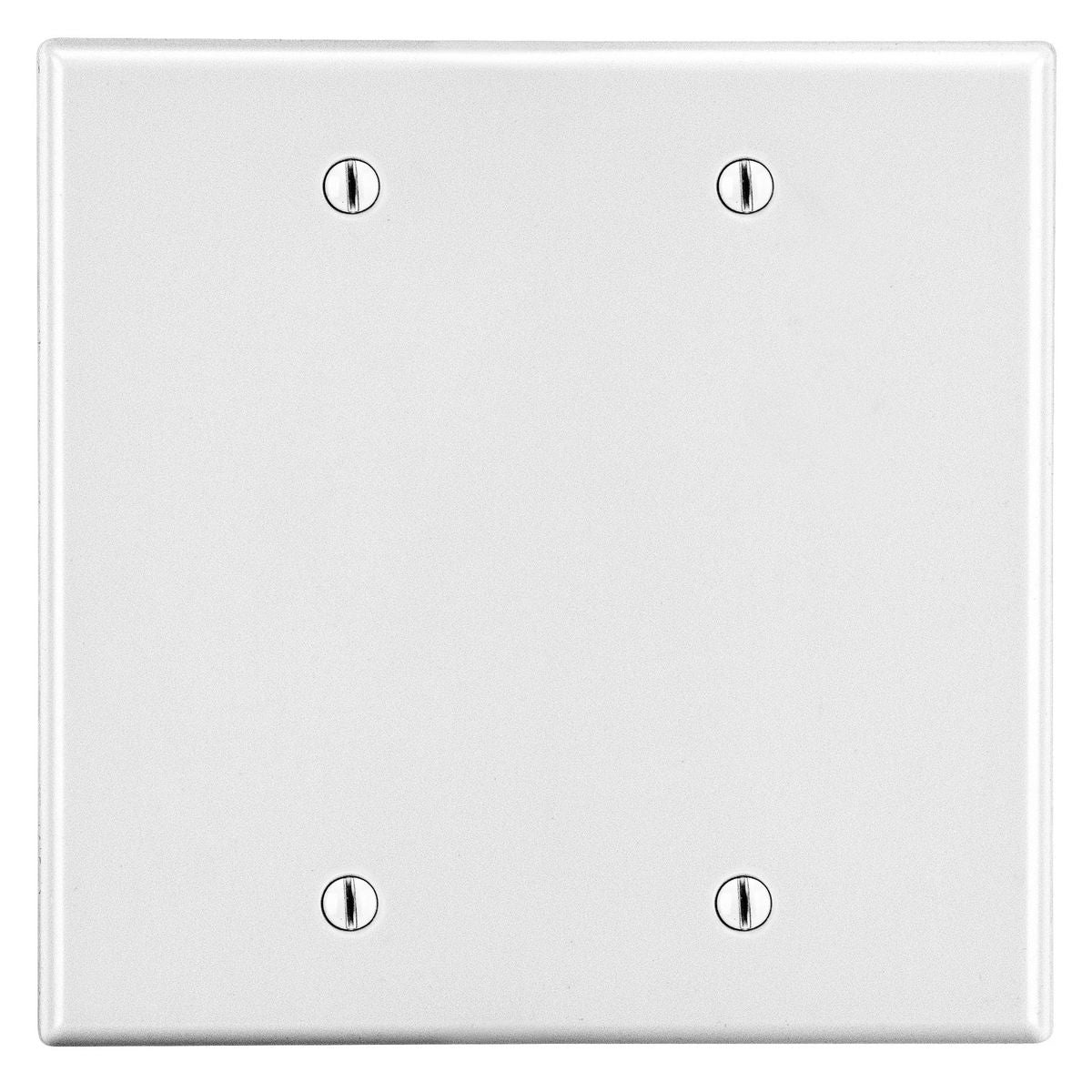 Wall Plate, 2-Gang, 2 Box Mount Blank, Polycarbonate Thermoplastic, White