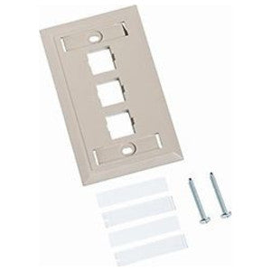 M13L-246, L Type Flush-Mounted Faceplate, Three Port, Ivory