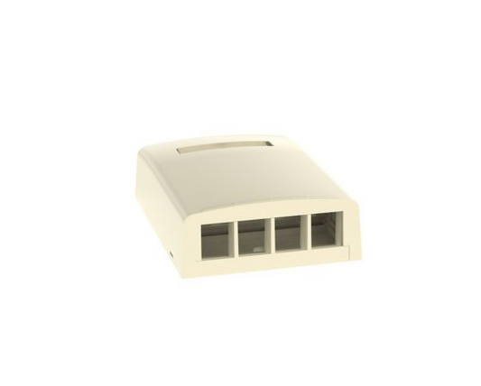 Elongated Surface Mount Box, 4-Port, Electric Ivory