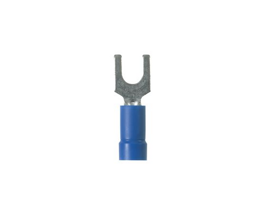Fork Terminal, Blue, Vinyl, 14-16 AWG, #6 Stud, PK100