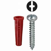 Phillips/Slotted Sheet Metal Screws With No. 22 Red Collar Anchors, 10 x 1 in., Tuff Pack