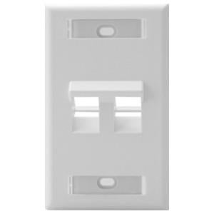 Angled Wallplates With ID Windows, 1-Gang, 2-Port, White