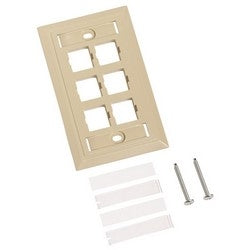 M16L-246 Six Port Faceplate, Ivory