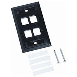 L Type Flush Mounted Faceplate, four port black