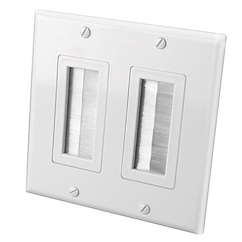 Decor Style Brush Bulk Cable Wall Plates, Dual Gang, White