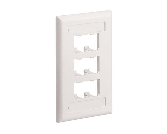 Mini-Com Classic Series, 1 Gang, Vertical Faceplate, 6-Port, Off White