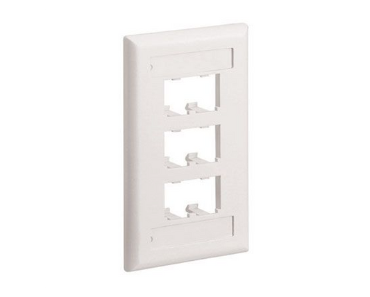 Mini-Com Classic Series, 1 Gang, Vertical Faceplate, 6-Port, Off White