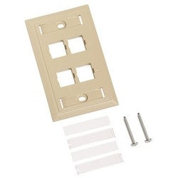 Four Port L-Type Flush Mount Faceplate, Ivory