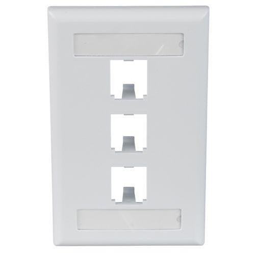 Mini-Com Classic Series, 1 Gang, Vertical Faceplate, 3-Port, White