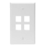 Standard Plastic Wallplate, 1-Gang, 4-Port, White