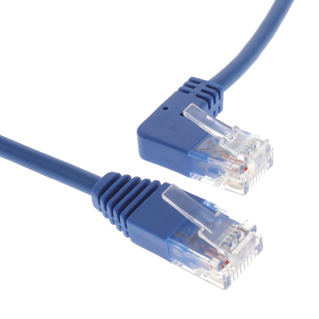 Right-Angle Cat6 Gigabit Molded Slim UTP Ethernet Cable, Blue 1 ft.