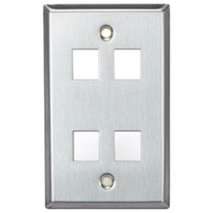 Wallplate, Stainless Steel, Single-Gang, 4-Port