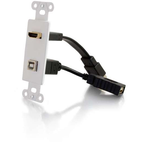 HDMI and USB Pass Through Wall Plate - White