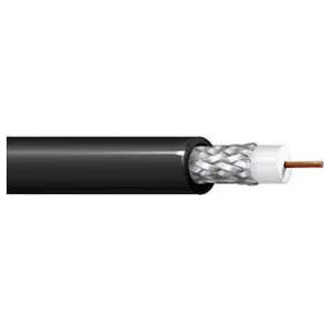 RG58 Coax Cable, Bare Copper, Black PVC Jacket, 95% Tinned Copper Braid, 20 AWG Solid, 1000 ft.