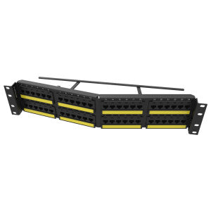 Cat 6A, 48 Port Angled Patch Panel, Black