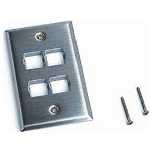 M14SP 4­port Single Gang Stainless Steel Faceplate