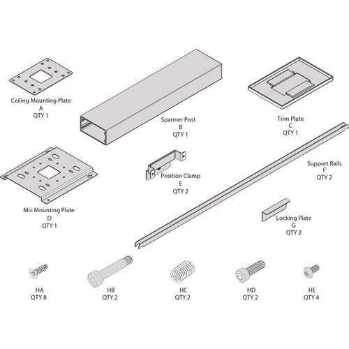 Ceiling Mount Kit w/ 24" Suspension Column, White