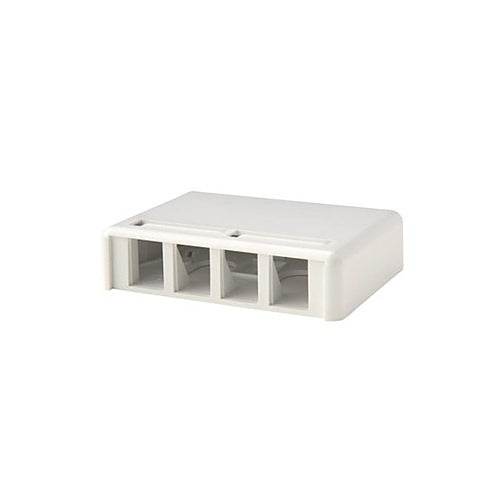 TracJack Plastic Surface Mount Box, 4 Modules, Out Single Side, Cloud White