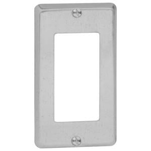 4 x 2-1/8 in. Utility Box Cover, Steel, Raised 1/4 in., (1) GFCI Receptacle