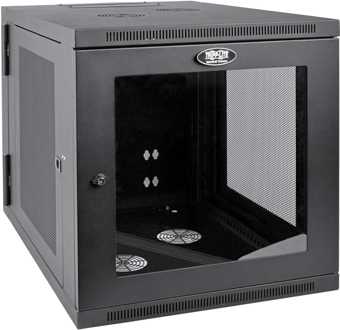 SmartRack 12U Server-Depth Wall-Mount Rack Enclosure Cabinet with Clear Acrylic Window, Hinged Back