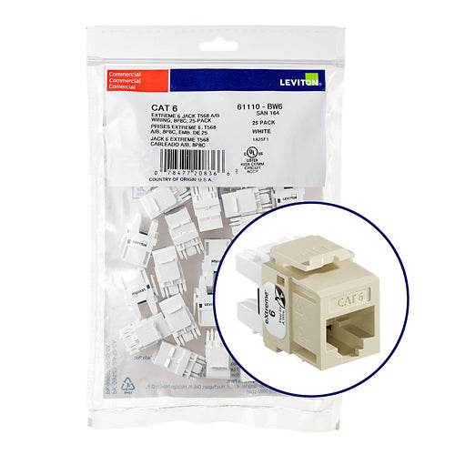 eXtreme Cat6 QuickPort Connector Quickpack, Ivory