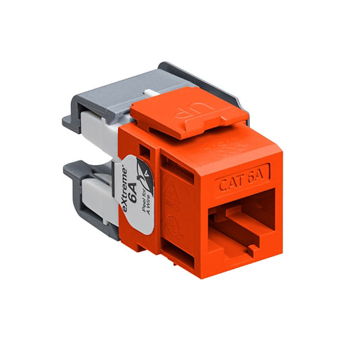 eXtreme 10G QuickPort Connector, Univeral Wiring, 110 Style Termination, UTP Category 6A, Orange